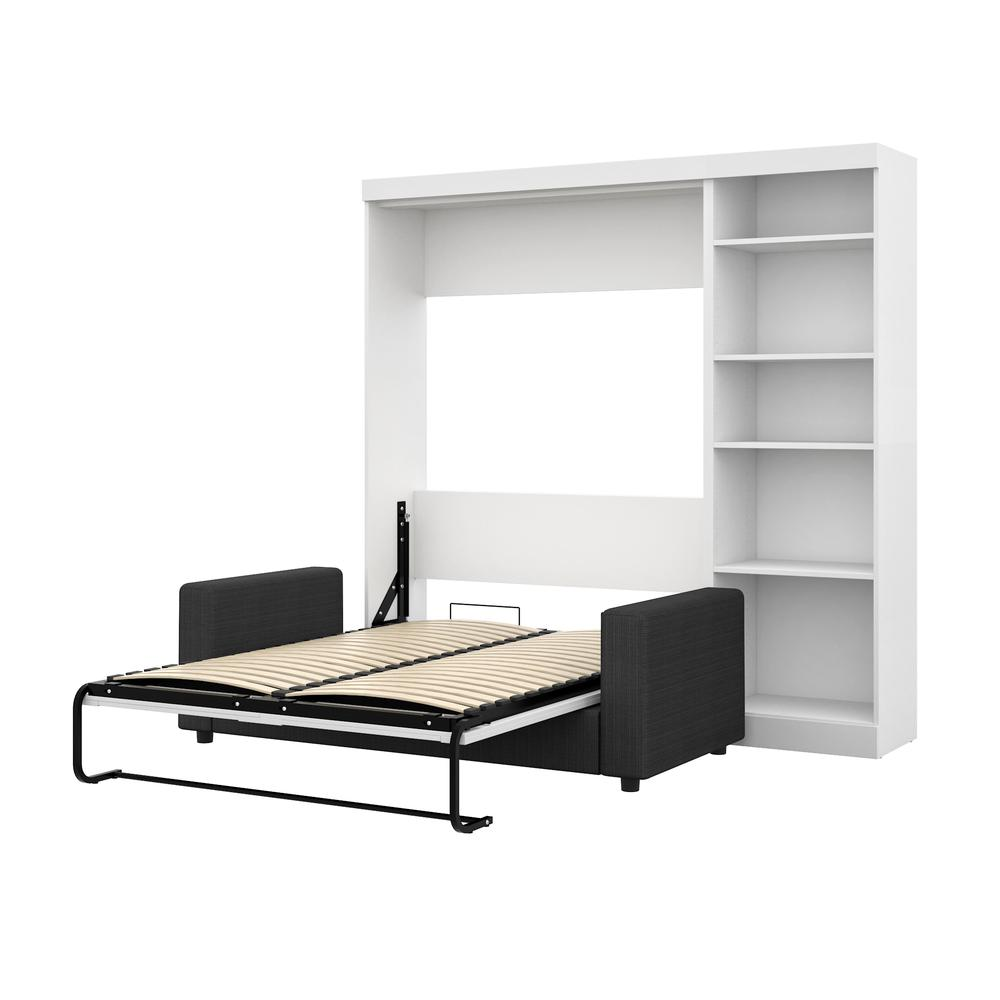 Pur 3-Piece Full Wall Bed, Storage Unit and Sofa Set - White & Grey