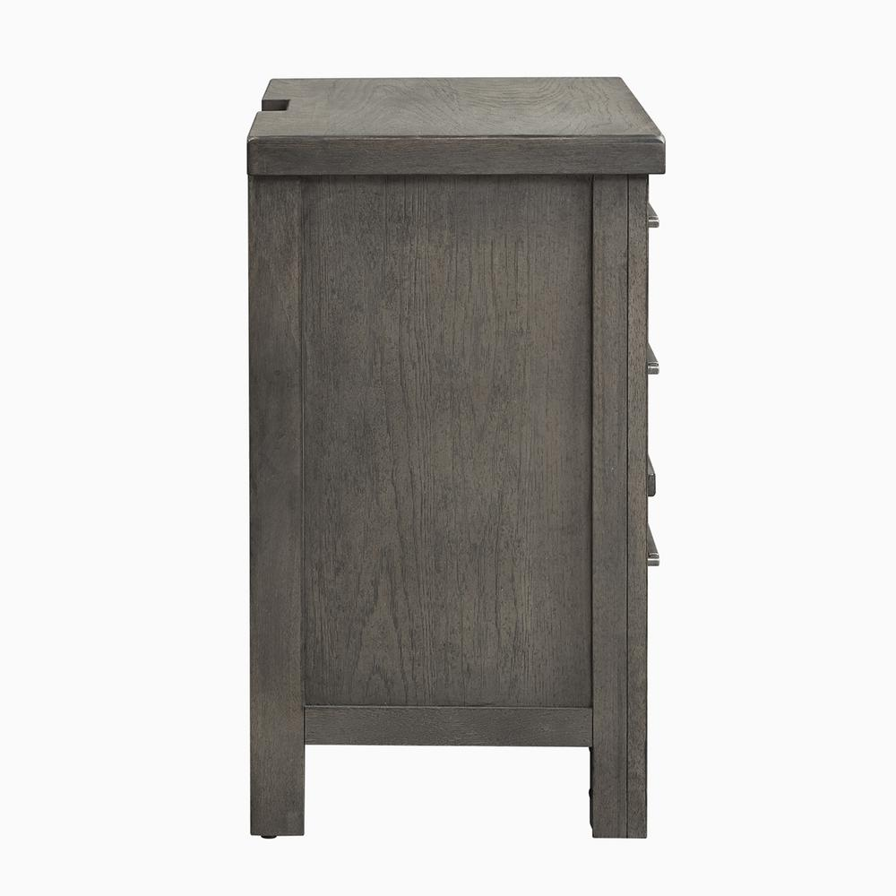 3 Drawer Night Stand, Dusty Charcoal Finish w/ Heavy Distressing