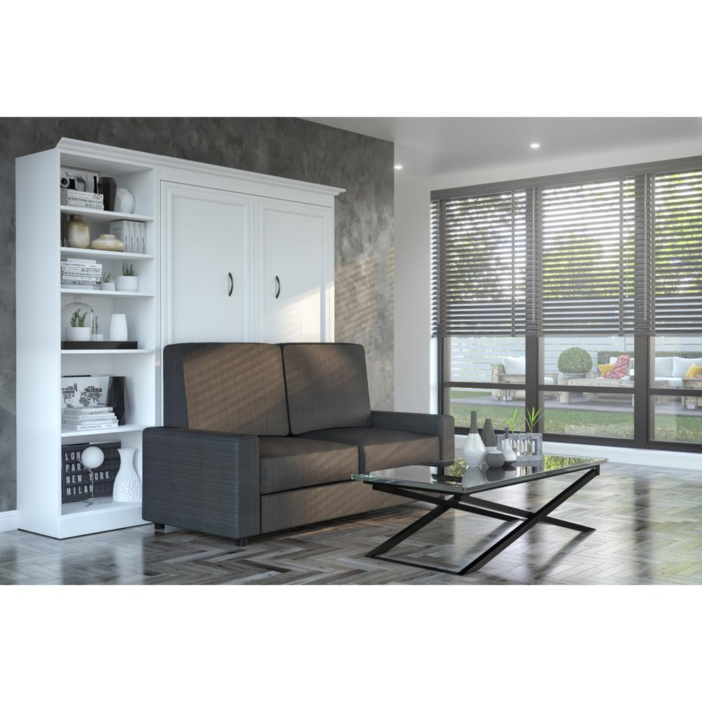 Versatile 3-Piece Full Wall Bed, Storage Unit and Sofa Set - White & Grey