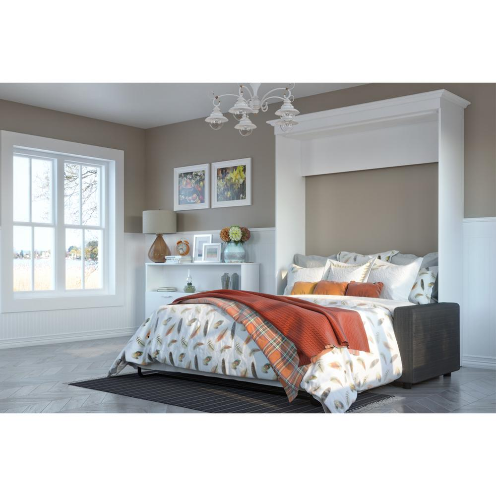 Versatile 2-Piece Queen Wall Bed and Sofa Set - White & Grey