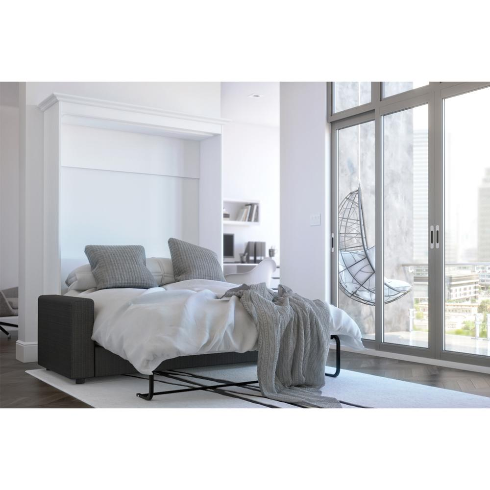 Versatile 2-Piece Full Wall Bed and Sofa Set - White & Grey