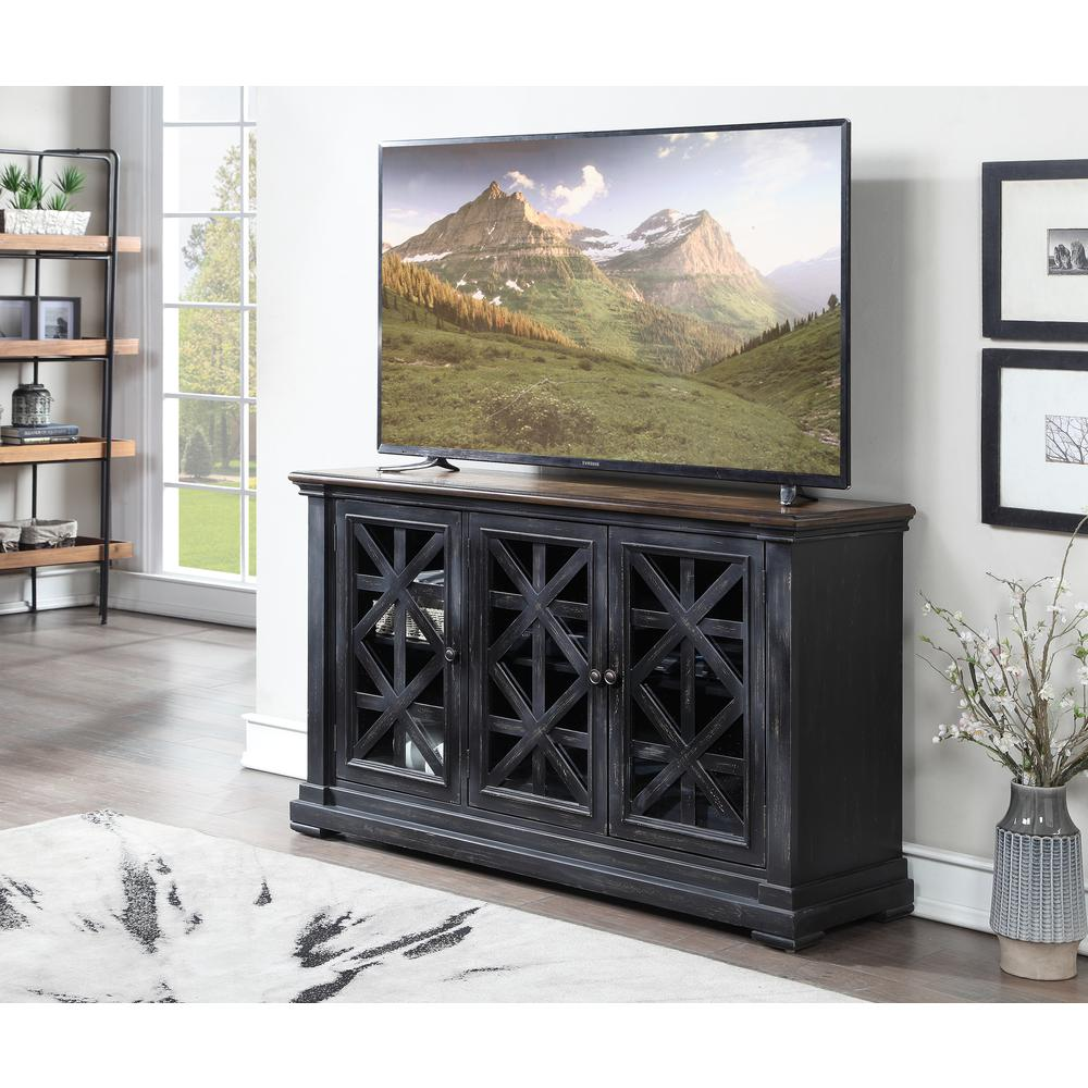 Three Door Media Credenza Gates Burnished Black