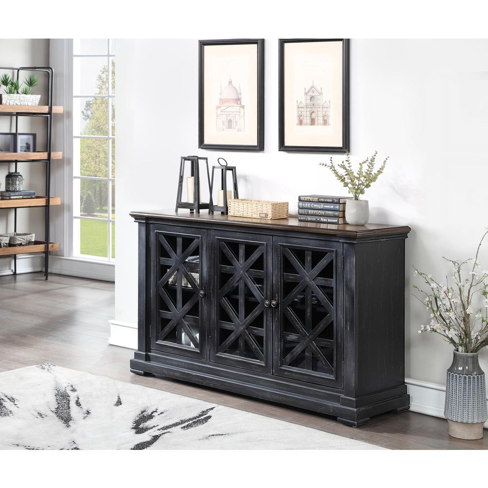 Three Door Media Credenza Gates Burnished Black