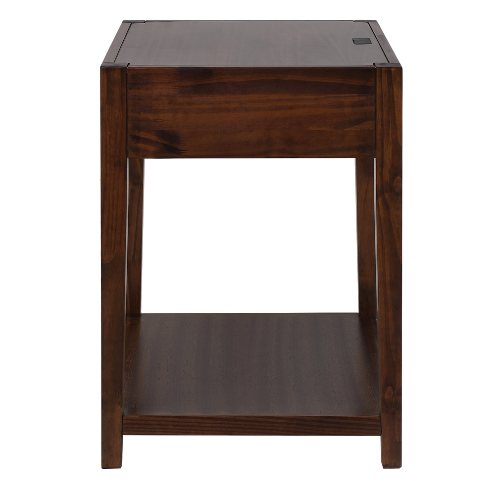 Notre Dame Night Stand with USB Port-Warm Brown