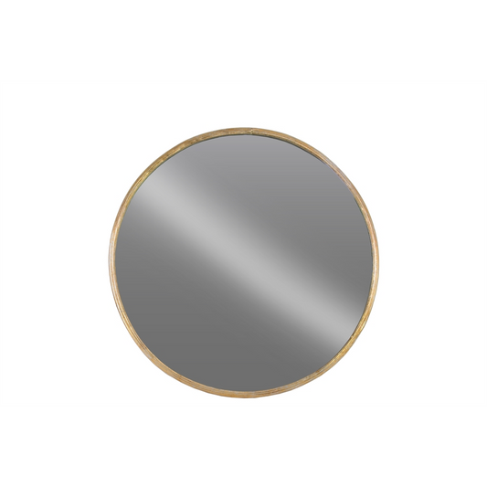 Metal Round Wall Mirror SM Tarnished Finish Gold