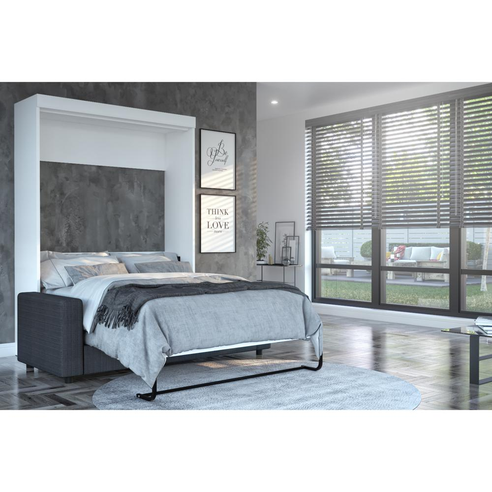 Edge 2-Piece Full Wall Bed and Sofa Set - White & Grey