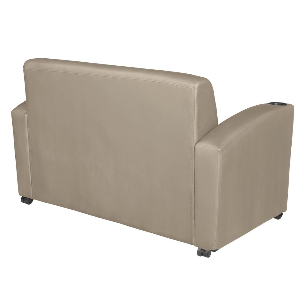 Supernova Tablet Arm Loveseat w/ Storage- Sand/Java