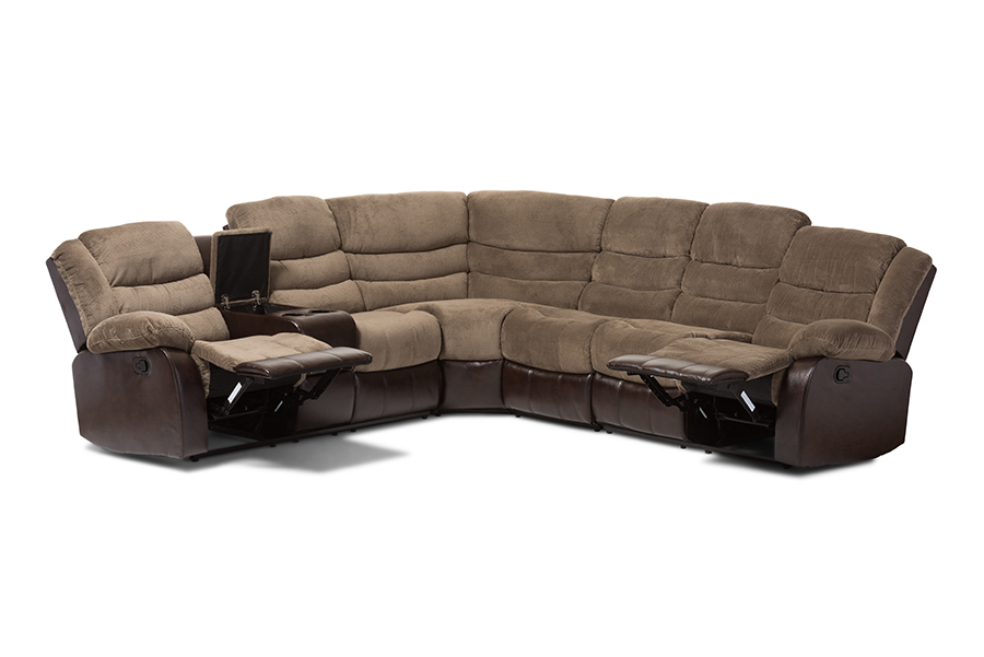Robinson Taupe Fabric Brown Two-Tone Sectional Sofa Taupe/Brown