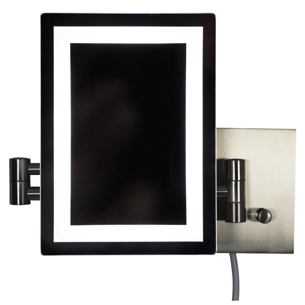 Wall Mount Brushed Nickel Magnifying Mirror in Stainless Steel Finish, AI-20276