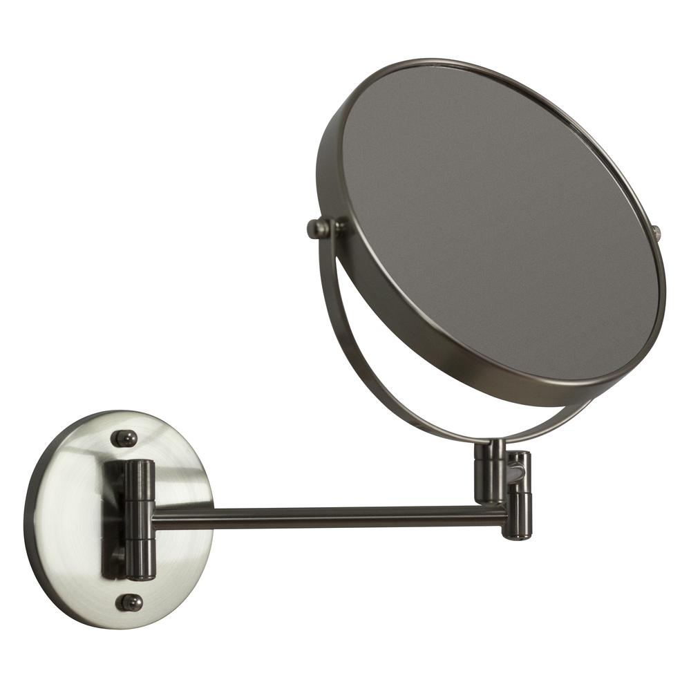 Wall Mount Brushed Nickel Magnifying Mirror in Stainless Steel Finish, AI-20277