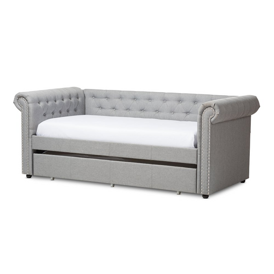 Mabelle Grey Fabric Trundle Daybed