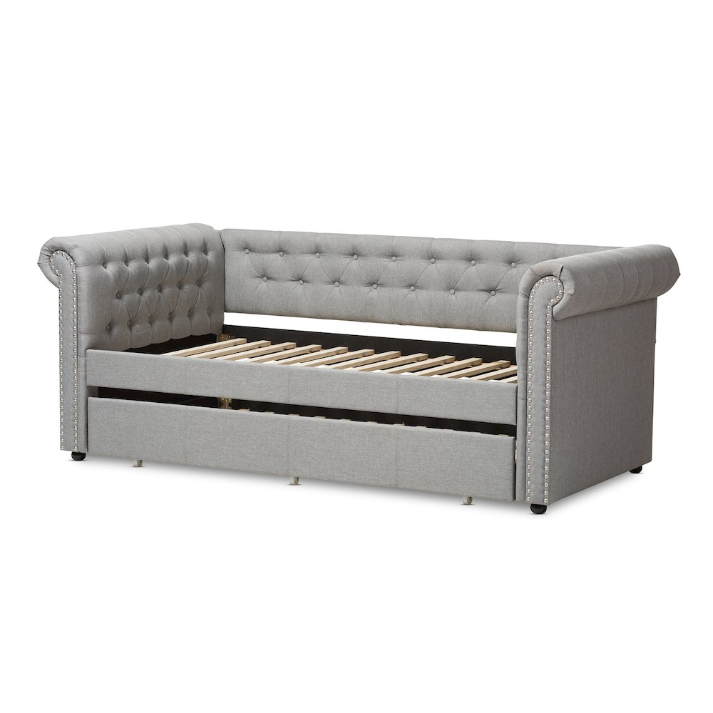 Mabelle Grey Fabric Trundle Daybed