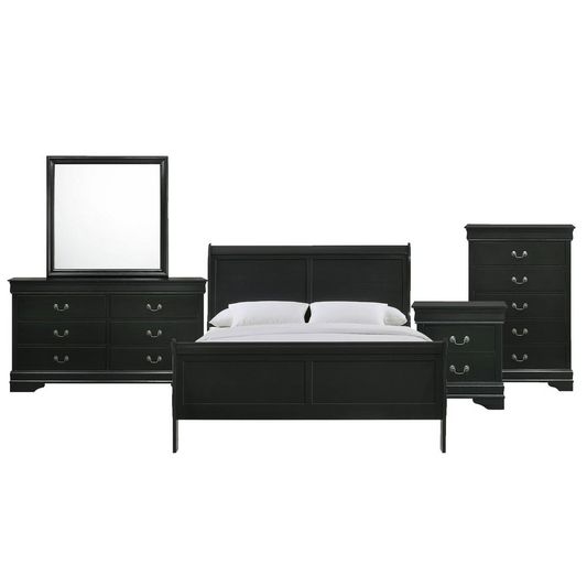 Picket House Furnishings Ellington Queen Panel 5PC Bedroom Set in Black