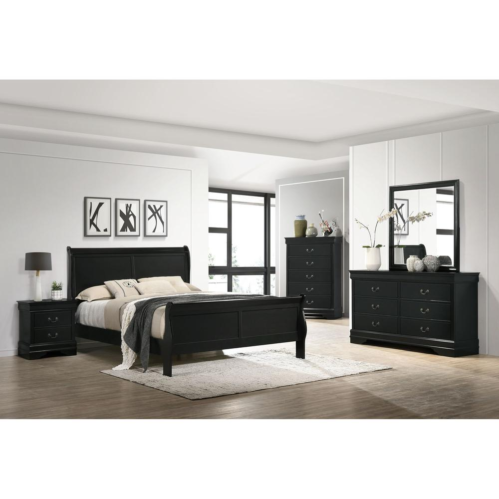 Picket House Furnishings Ellington Queen Panel 5PC Bedroom Set in Black
