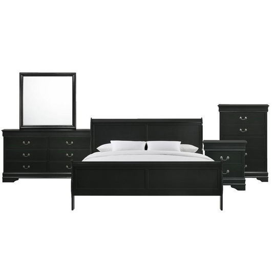 Picket House Furnishings Ellington King Panel 5PC Bedroom Set in Black