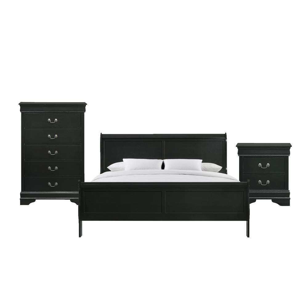 Picket House Furnishings Ellington King Panel 3PC Bedroom Set in Black