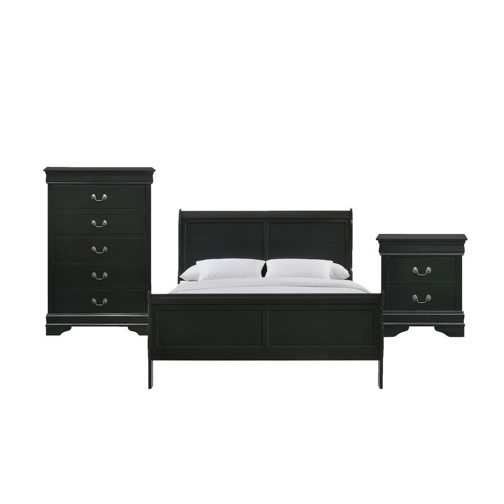 Picket House Furnishings Ellington Queen Panel 3PC Bedroom Set in Black
