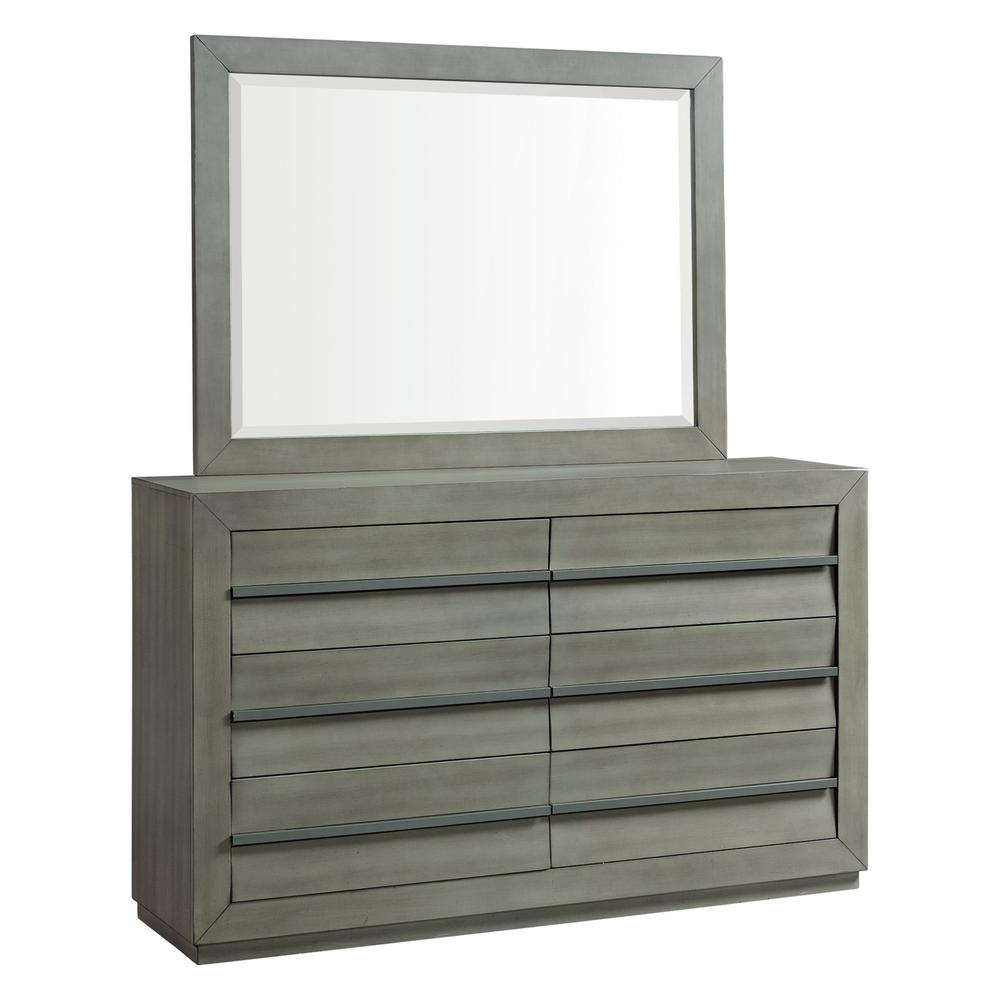 Picket House Furnishings Cosmo 7-Drawer Dresser with Mirror in Grey