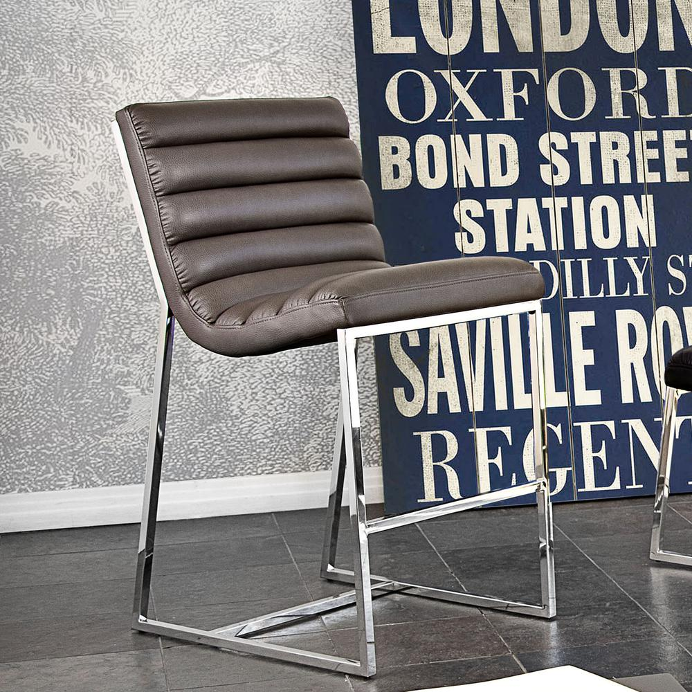 Bardot Counter Height Chair w/ Stainless Steel Frame by Diamond Sofa - Elephant Grey