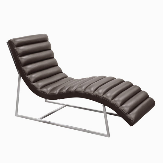 Bardot Chaise Lounge w/ Stainless Steel Frame by Diamond Sofa - Elephant Grey