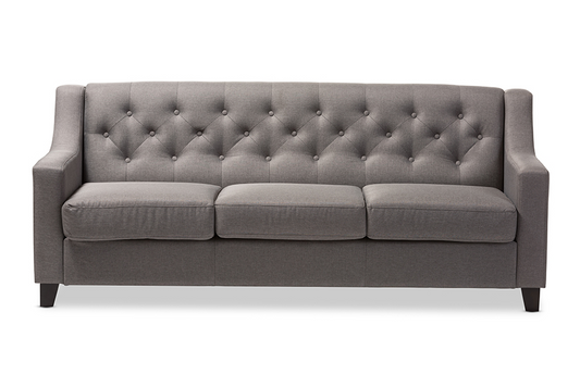 Arcadia Grey Button-Tufted Living Room 3-Seater Sofa