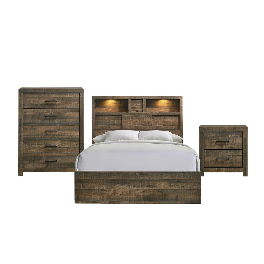 Beckett Full Bookcase Panel 3PC Bedroom Set with Bluetooth