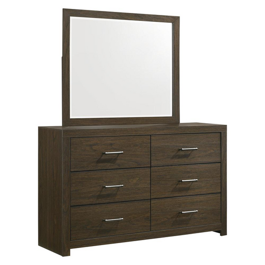 Picket House Furnishings Hendrix 6-Drawer Dresser with Mirror in Walnut