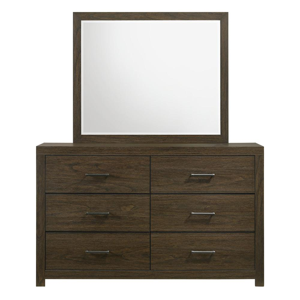 Picket House Furnishings Hendrix 6-Drawer Dresser with Mirror in Walnut