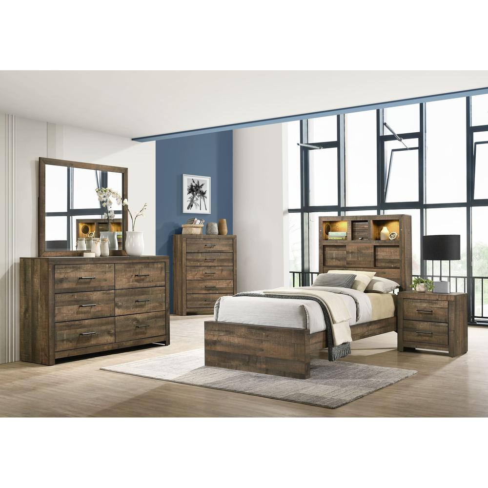 Picket House Furnishings Beckett Twin Bookcase Panel 4PC Bedroom Set with Bluetooth