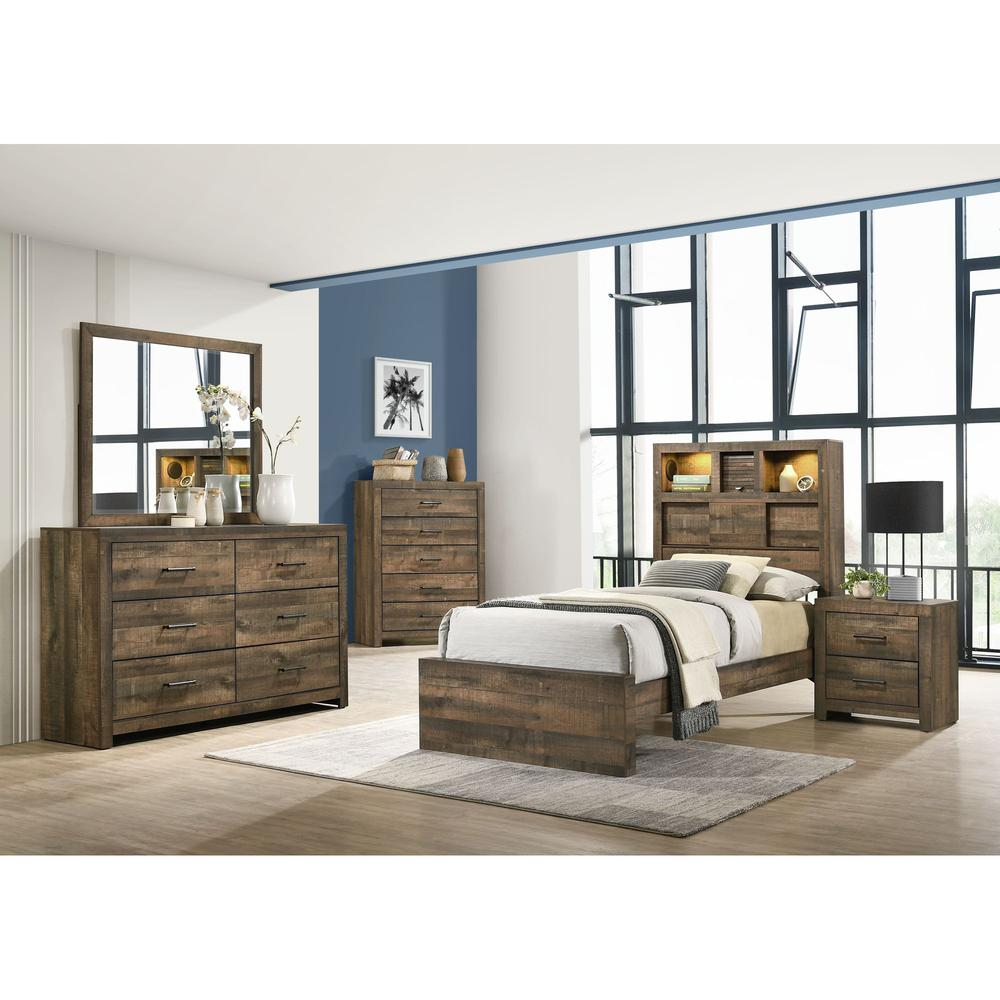 Picket House Furnishings Beckett Twin Bookcase Panel 6PC Bedroom Set with Bluetooth