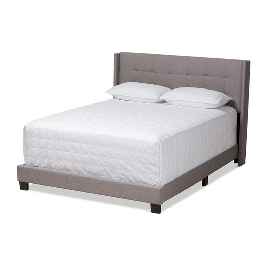 Lisette Modern and Contemporary Grey Fabric Upholstered Queen Size Bed