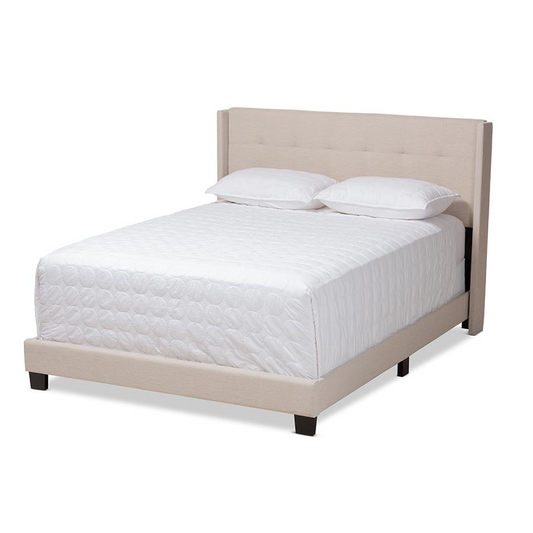 Lisette Modern and Contemporary Beige Fabric Upholstered Queen Size Bed