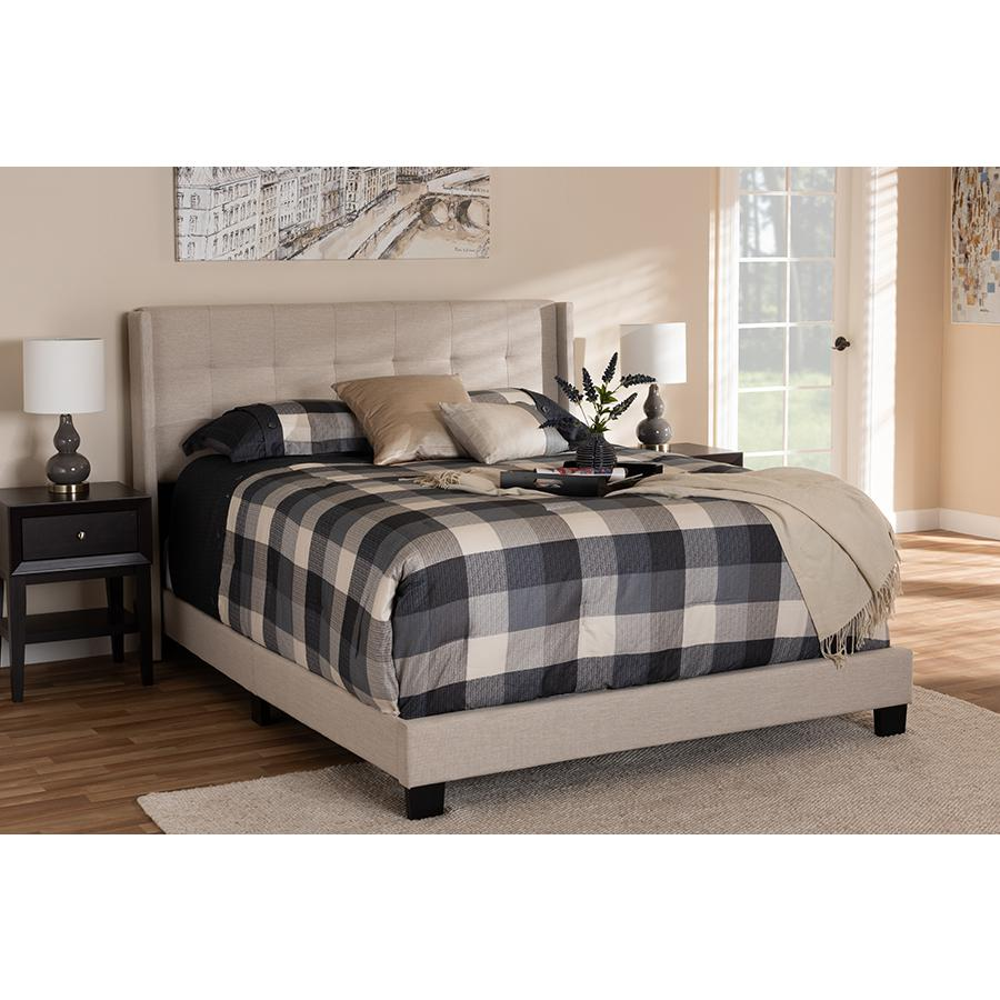 Lisette Modern and Contemporary Charcoal Grey Fabric Upholstered Queen Size Bed