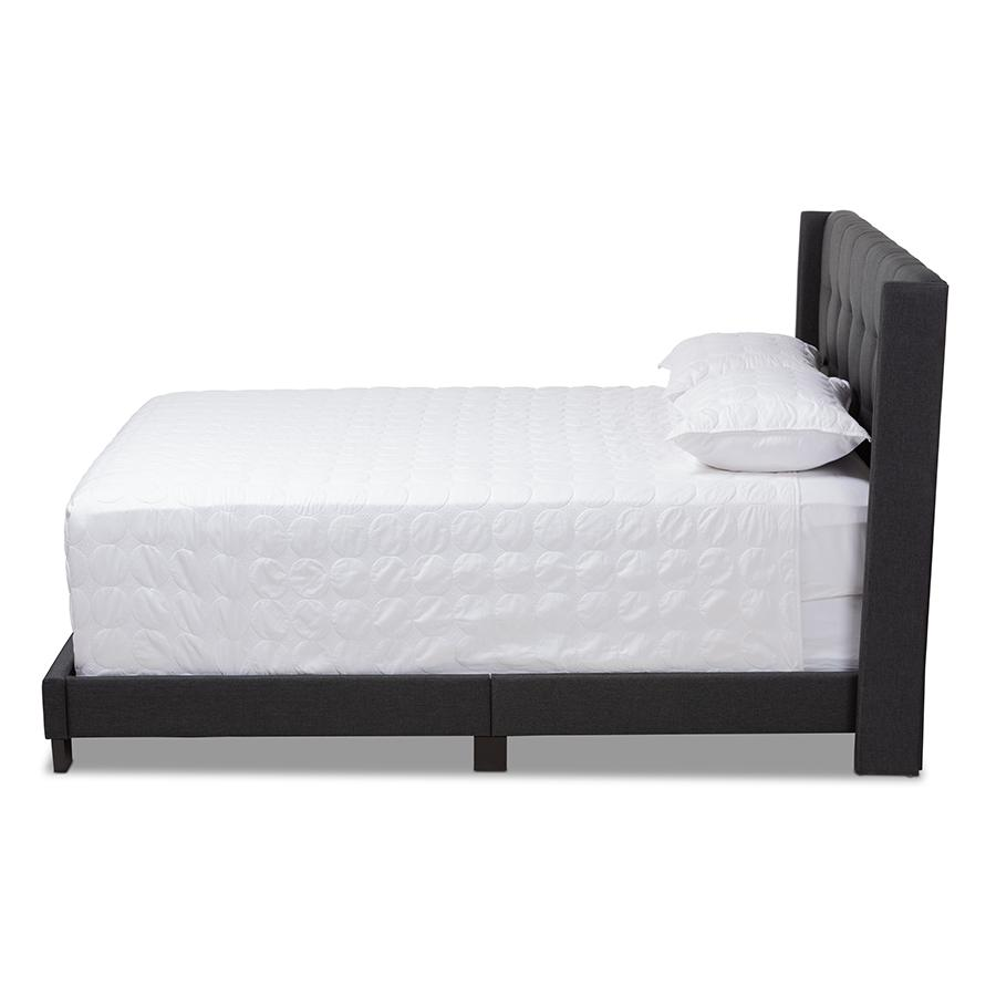 Lisette Modern and Contemporary Charcoal Grey Fabric Upholstered Queen Size Bed