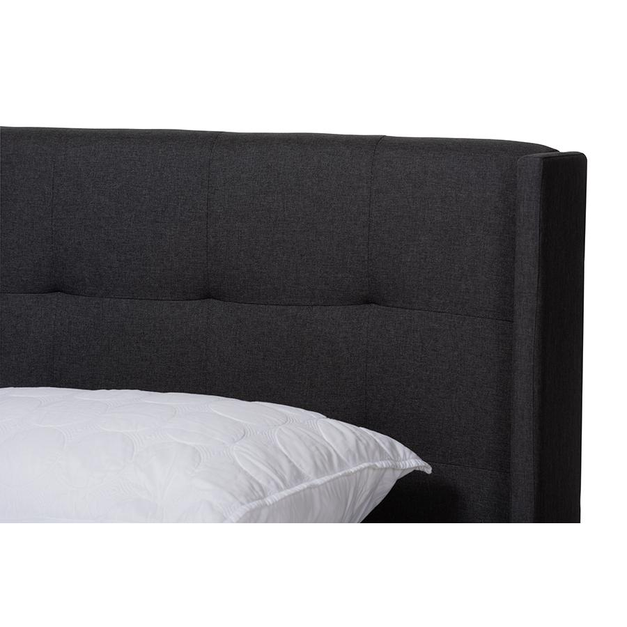 Lisette Modern and Contemporary Charcoal Grey Fabric Upholstered Queen Size Bed