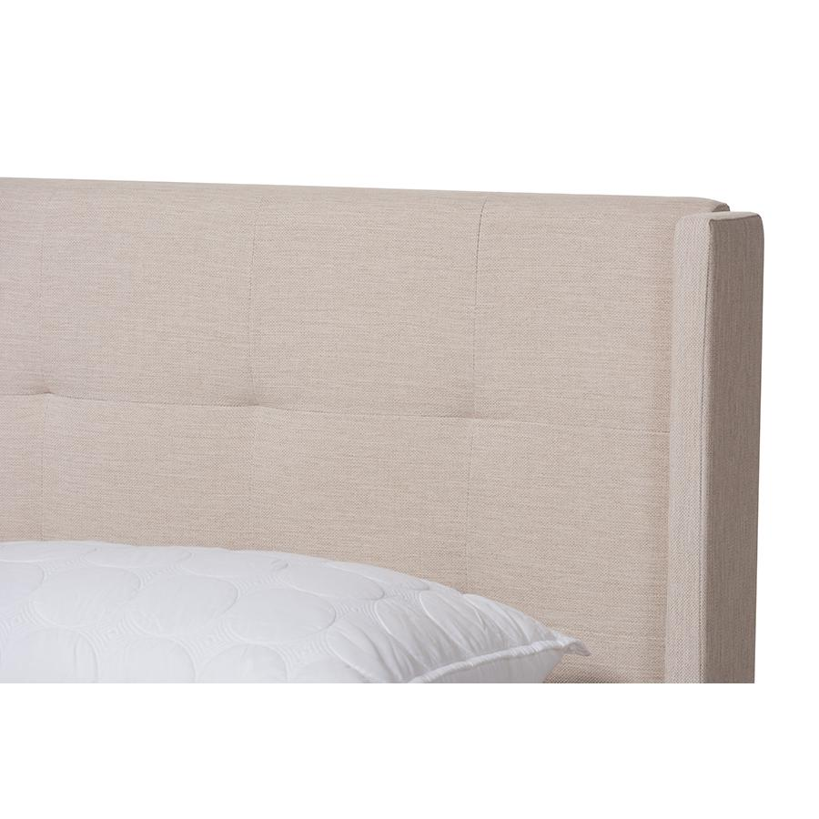 Lisette Modern and Contemporary Beige Fabric Upholstered King Size Bed