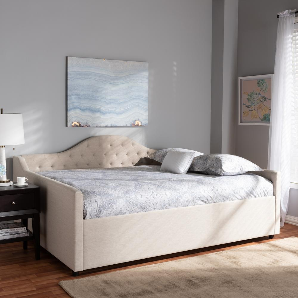 Eliza Modern and Contemporary Light Beige Fabric Upholstered Queen Size Daybed