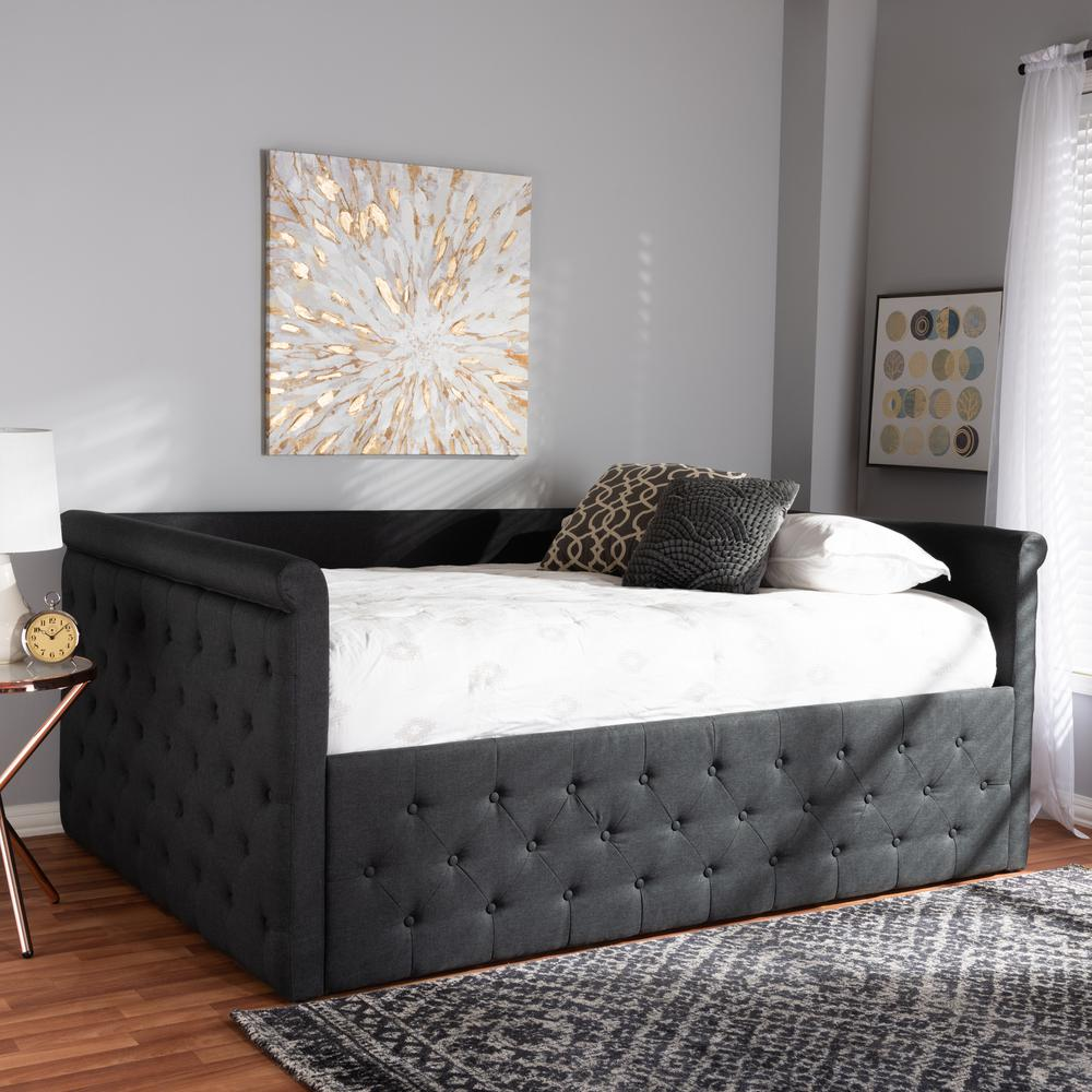 Amaya Modern and Contemporary Dark Grey Fabric Upholstered Queen Size Daybed