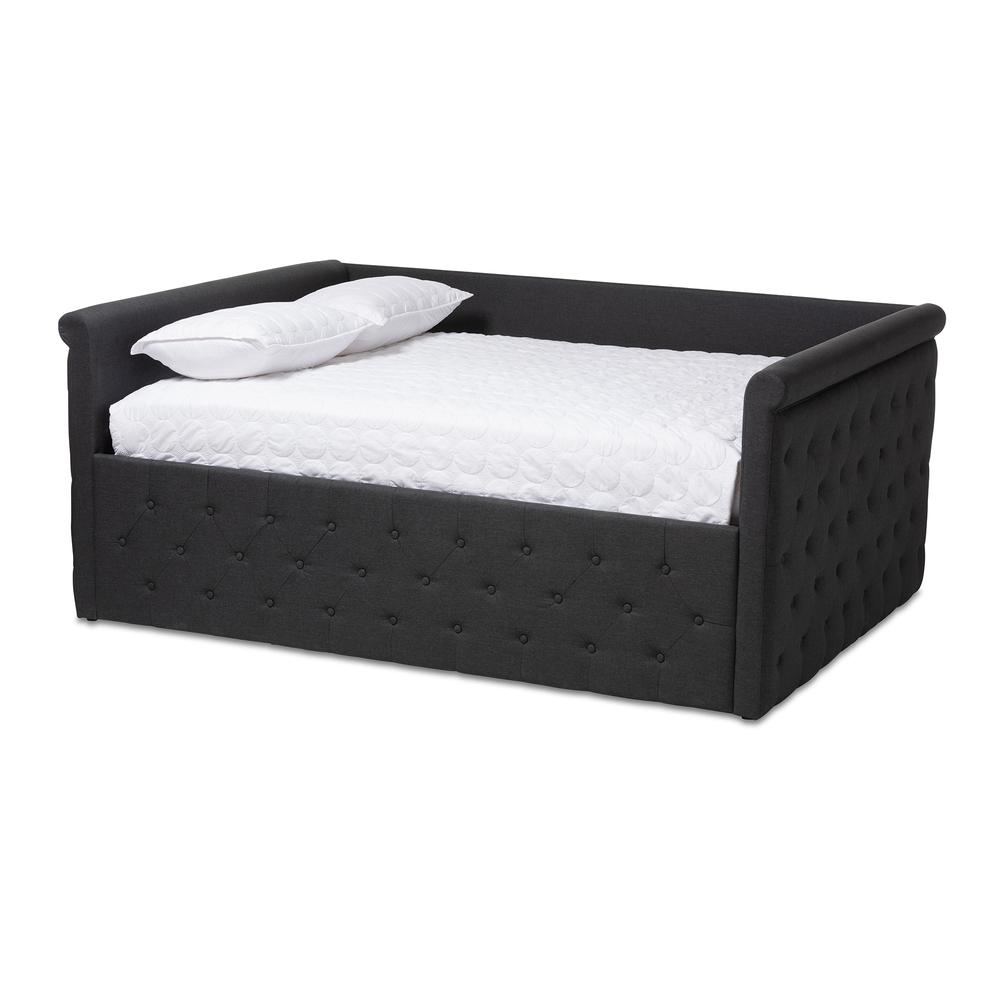 Amaya Modern and Contemporary Dark Grey Fabric Upholstered Queen Size Daybed