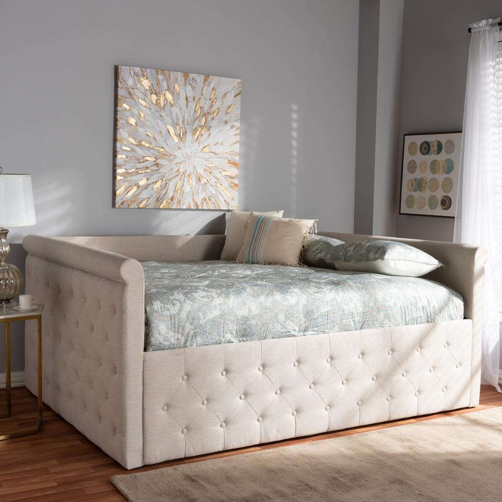 Amaya Modern and Contemporary Light Beige Fabric Upholstered Full Size Daybed