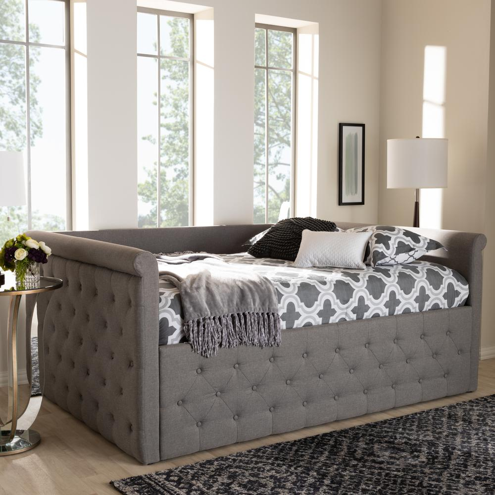 Amaya Modern and Contemporary Grey Fabric Upholstered Full Size Daybed