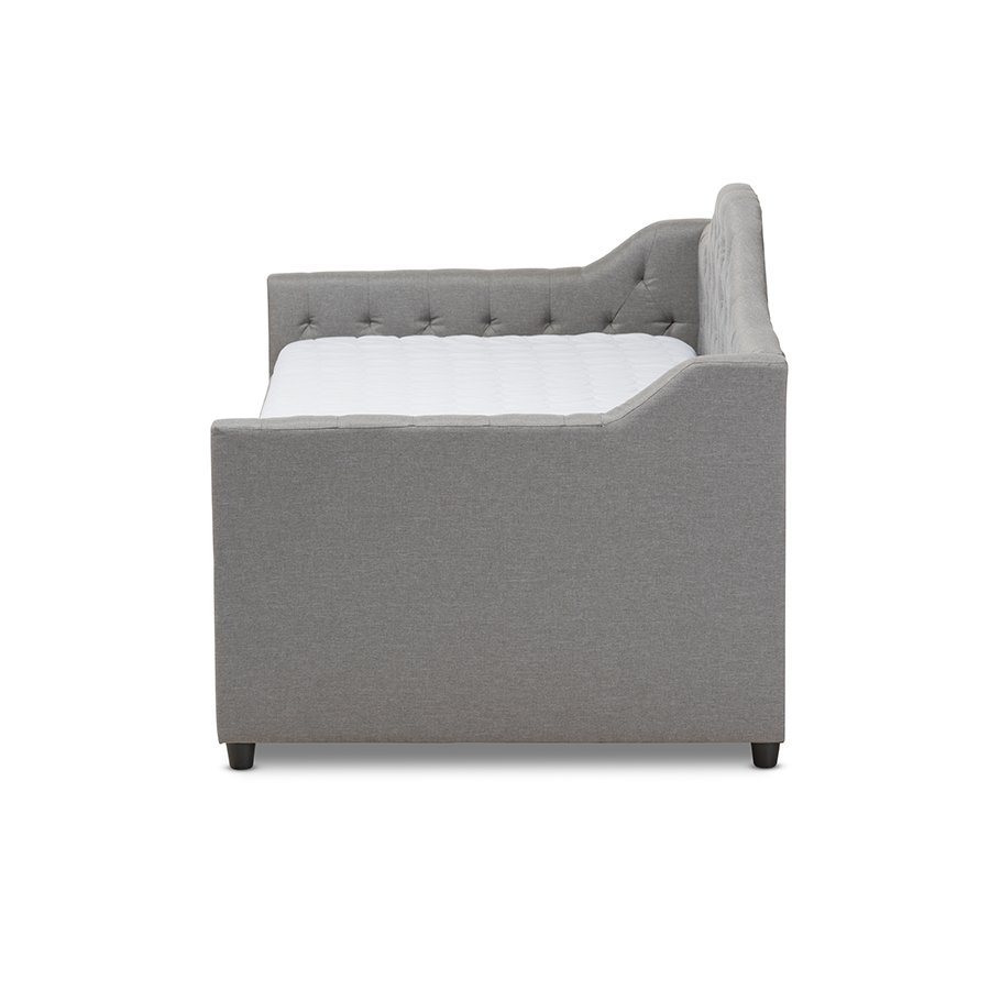 Perry Modern and Contemporary Light Grey Fabric Daybed with Trundle