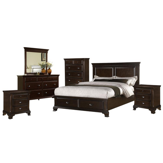 Brinley Cherry Queen Storage 6PC Bedroom Set