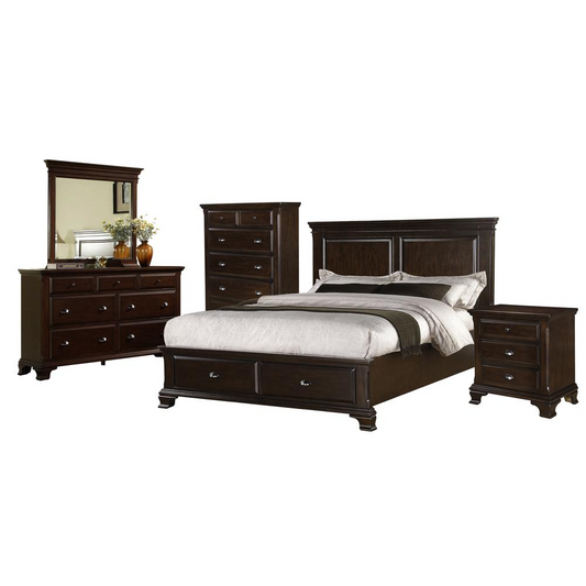 Brinley Cherry Queen Storage 5PC Bedroom Set