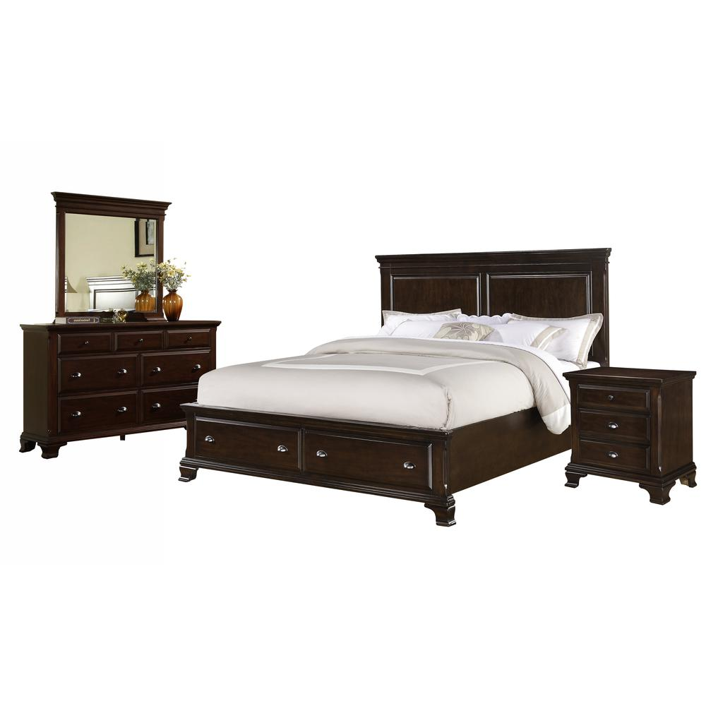 Brinley Cherry King Storage 4PC Bedroom Set