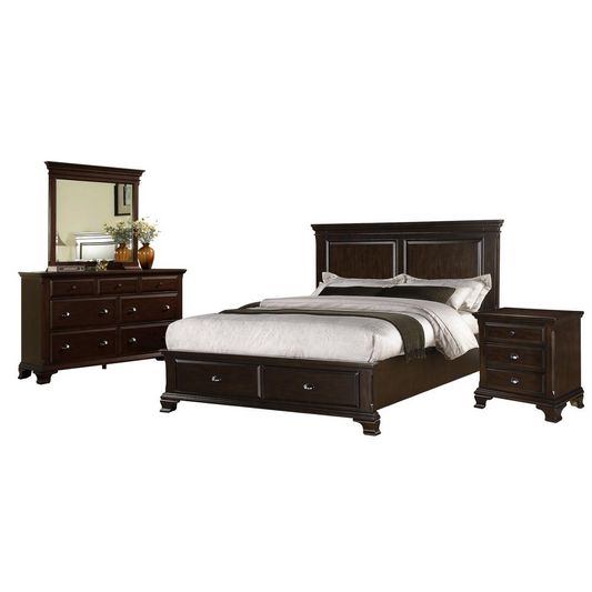 Brinley Cherry Queen Storage 4PC Bedroom Set