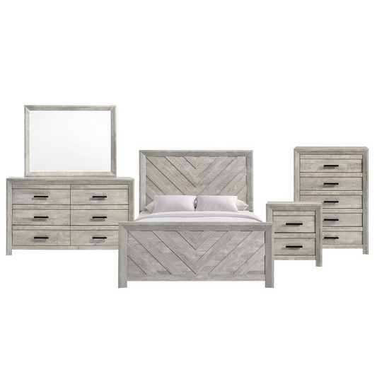 Picket House Furnishings Keely Queen Panel 5PC Bedroom Set in White