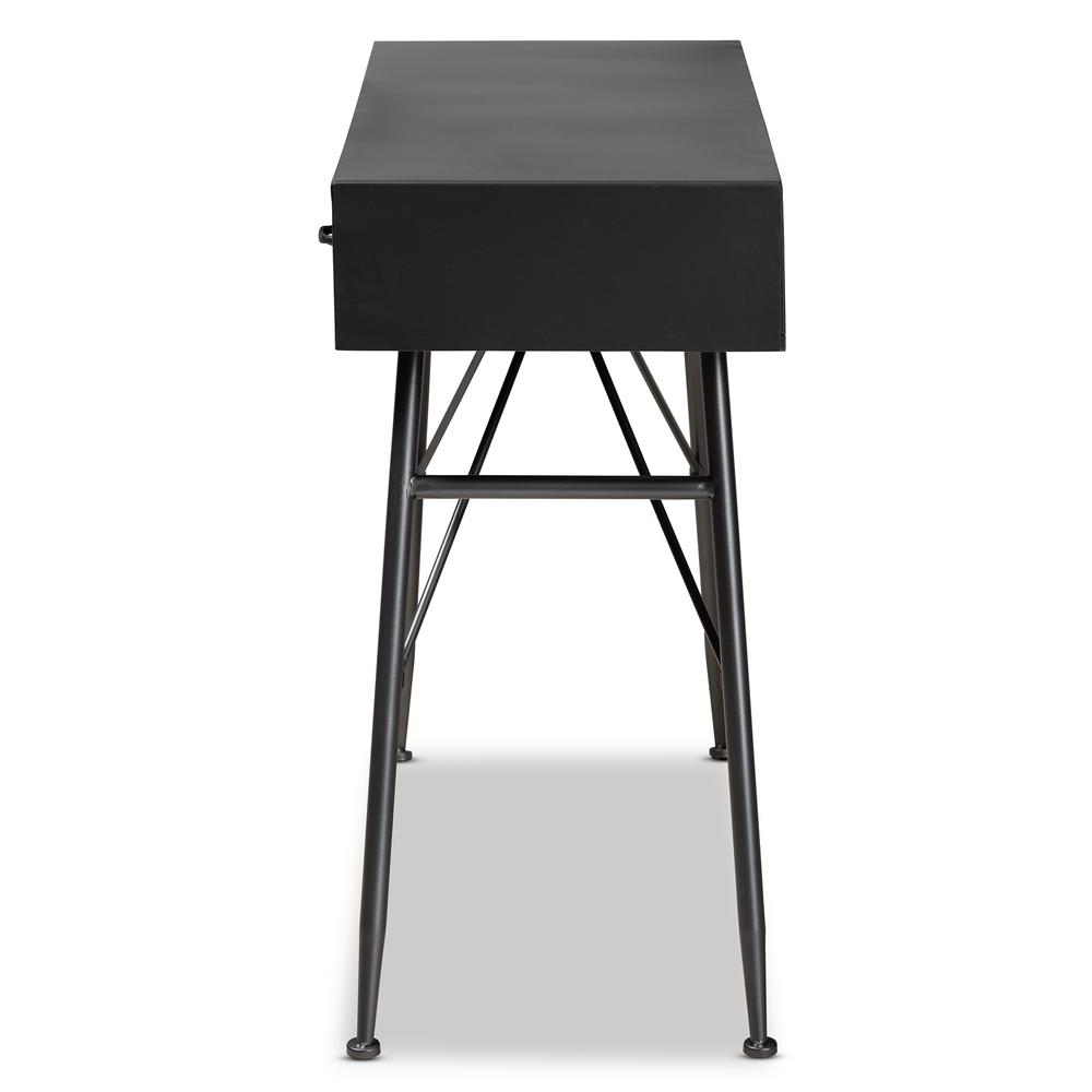 Ariana Modern and Contemporary Industrial Black and Oak Brown Finished Wood 3-Drawer Metal Console Table