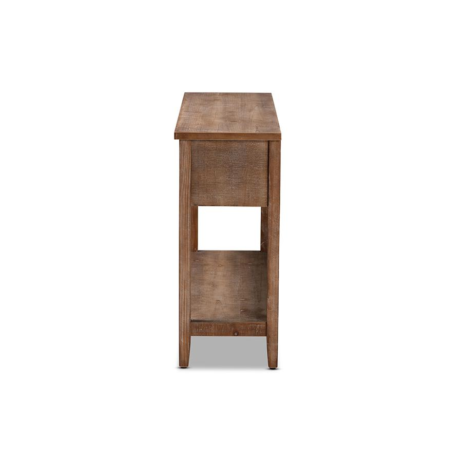 Baxton Studio Bonilla Traditional and Rustic Two-Tone White and Walnut Brown Finished Wood 3-Drawer Console Table