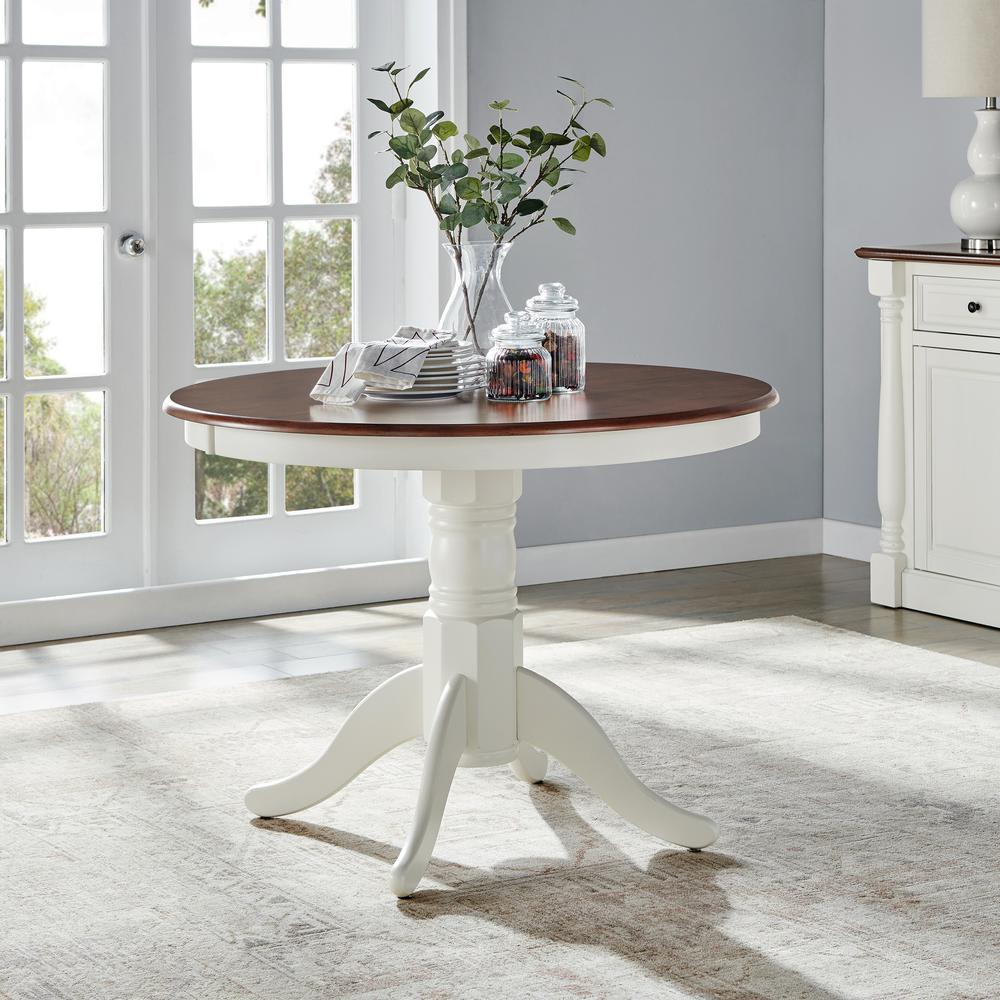 Shelby Round Dining Table Distressed White